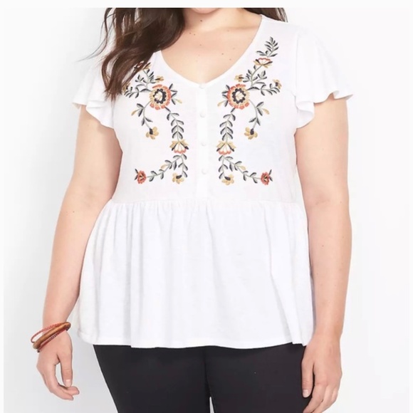 Lane Bryant white embroidered blouse - Picture 1 of 3